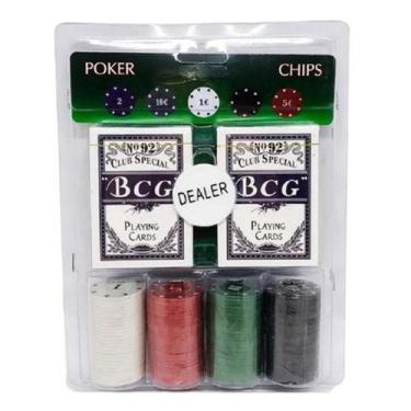 Imagem de Kit Poker Profissional Em Lata 100 Fichas Jogo Baralho - - Kadê, B