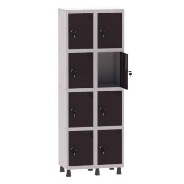 Imagem de Armário Guarda Volume Locker Roupeiro 2 Vãos 8 Portas Aço GRF502/8 Cin