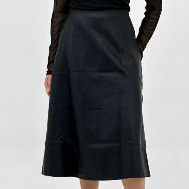 Imagem de Saia Formitz Midi em P.u Feminina, GG, Preto