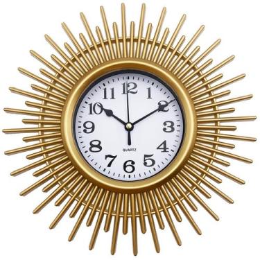 Imagem de Relógio de parede SUKYING Gold Sunburst 25 cm operado por bateria