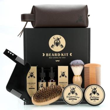 Imagem de Kit de cuidados com a barba EXREIZST, 9 unidades com óleo, bálsamo, pe