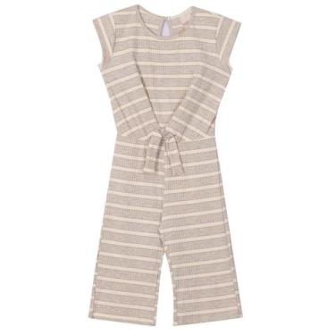 Imagem de Macacão Infantil Menina Listrado Cinza Nini &amp Bambini - Nini &Amp; 