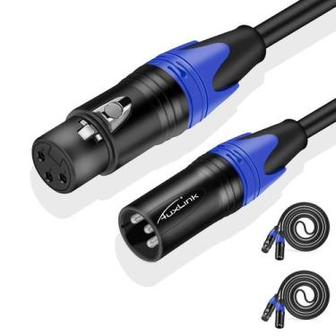 Imagem de Cabo XLR: microfone AuxLink XLR macho para fêmea, 8 m, pacote com 2