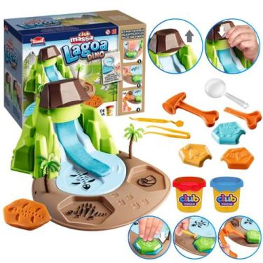 Imagem de Brinquedo Massinha De Modelar Dinossauro Lagoa Dos Dinos 8 Acessórios 