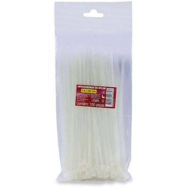 Imagem de Abraçadeira de Nylon Branca 4,88x200mm para Cabos e Fios Pacote com 100 Unidades Forceline