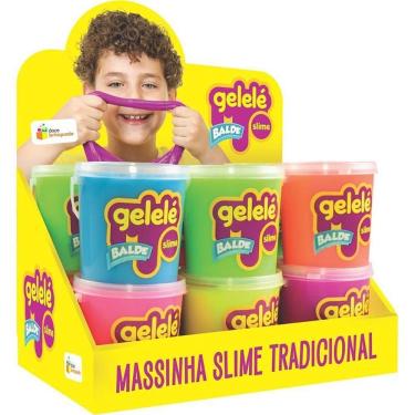 Imagem de Slime Gelelé Balde Tradicional 457g com 12 Unidades Atóxico e Biodegradável Doce Brinquedo