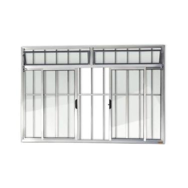 Imagem de Janela de Aluminio de Correr com Bandeira 100x150cm 4 Folhas com Grade