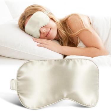 Imagem de Máscara de Dormir ZLYC 100% Seda Morera Creme Branco