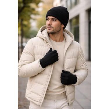 Imagem de Kit Touca Gorro + Luva Inverno Lã Frio Inverno Masculino Boy - GAC