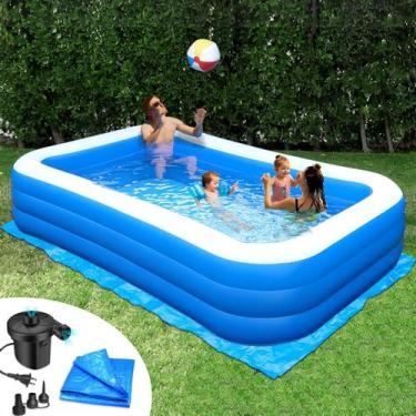 Imagem de Piscina Inflável Rukala 305x183 cm com Bomba Elétrica e Lona de Proteç