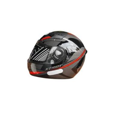 Imagem de Capacete Ebf Xtroy Drone Preto e Vermelho Brilhante Com Óculos Tamanho