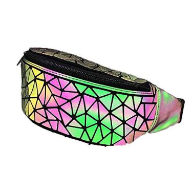 Imagem de Bolsa geométrica luminosa para holografite, bolsas e bolsas, bolsa transversal reflativa com flash para mulheres, Waist Bag, One Size