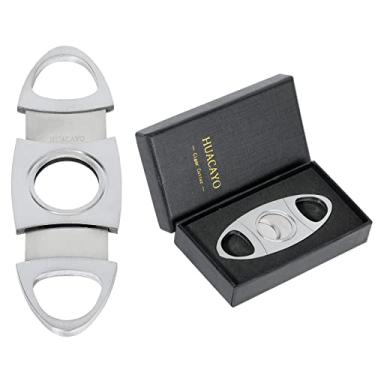 Imagem de Cortador de charutos HUACAYO, embalagem para caixa de presente de lâmina dupla guilhotina de aço inoxidável