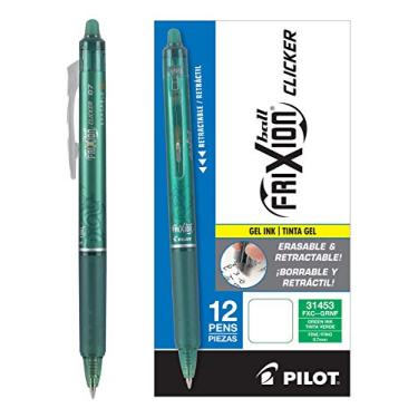 Imagem de Pilot, FriXion Clicker Canetas de gel apagáveis, ponta fina de 0,7 mm, pacote com 12, verde