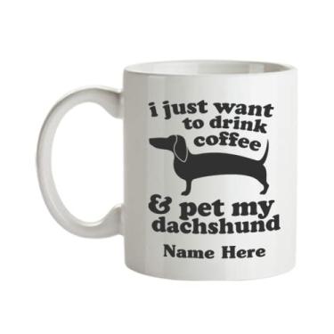 Imagem de Caneca de Dachshund personalizada - Caneca de cachorro Dachshund Presentes Caneca de Café - Presente para amantes de cães Wiener - Caneca de café de 445 ml