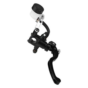 Imagem de Tbest Alavanca de embreagem de freio hidráulico, 22 mm 7/8 universal motocicleta redondo hidráulico cilindro mestre embreagem alavanca de freio preto + branco alavanca de conjunto esquerda e direita (frente direita)