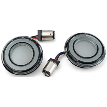 Imagem de Kuryakyn Acessório de iluminação de motocicleta 2902: Conversão de seta frontal de LED Tracer estilo bala, 1157 circuito duplo branco/âmbar com lente fumê, 1 par