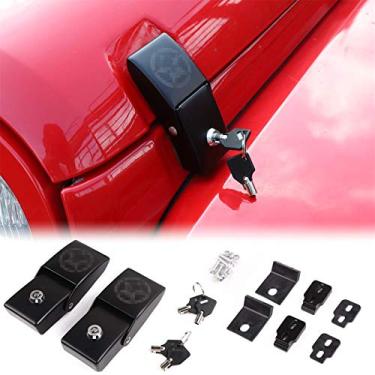 Imagem de JeCar Capuz Trava Capuz Trava Kit Capuz de Alumínio Trava de Alumínio para Jeep Wrangler JK JKU 2007-2018 JL JLU & 2020 Jeep Gladiator JT, Estilo Caveira