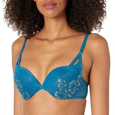 Imagem de Maidenform Sutiã feminino Love The Lift com aro, acabamento em renda suave (cores aposentadas), Petro azul-petróleo/ouro, 38D