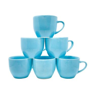 Imagem de Jogo 6 Xicaras Porcelana Cha Café Azul 170ml