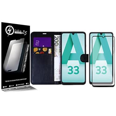 Imagem de Capa Case Flip Carteira + 2 Peliculas Vidro 3D compativel Galaxy A33 5G A336 6.4 - Cell In Power25