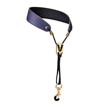 Imagem de YIJU Alça de pescoço sax profissional couro PU para sax alto sax soprano, Azul