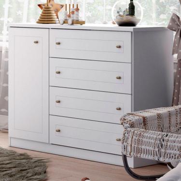 Imagem de Cômoda Mississipi 1 Porta 4 Gavetas Branco Hp - Henn