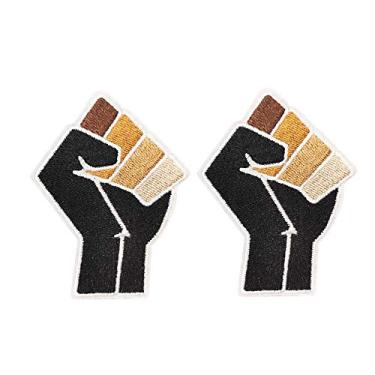 Imagem de Bonito remendo resistente à solidez Black Power Salute bordado ferro bordado em aplique Black Live Matter I Can't Breathe