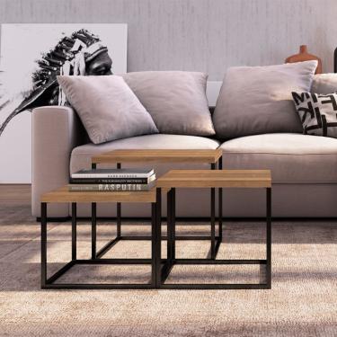 Imagem de Conjunto com 3 Mesas de Centro Cube Vermont e Preto