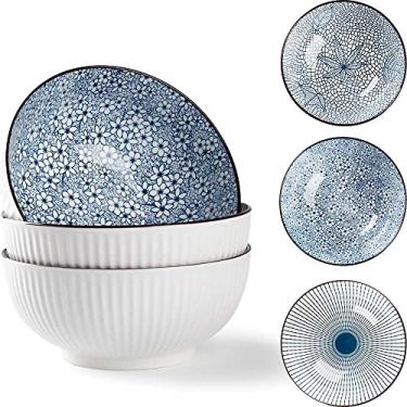 Imagem de Houlu Tigelas Pho de 1,70 L, tigela de sopa grande, conjunto de tigelas de ramen japonês, grandes tigelas de porcelana conjunto de 3, 20,32 cm