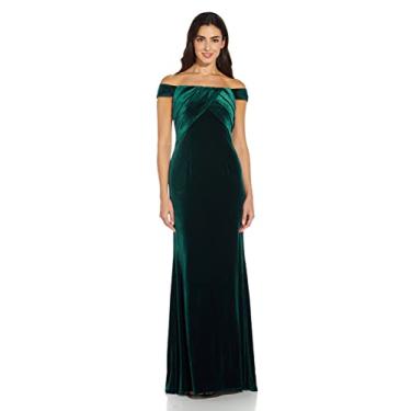 Imagem de Adrianna Papell Vestido feminino de veludo elástico, Caçador, 38