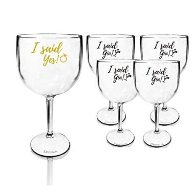 Imagem de 5 Taças Gin Acrilico 550ml Transparente Despedida de Solteira