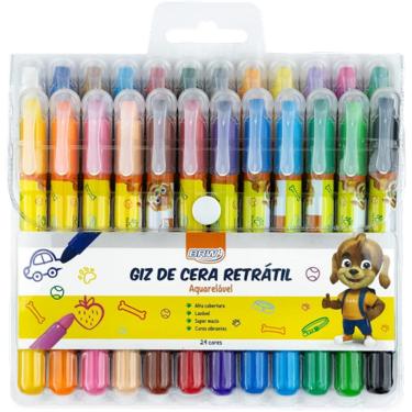 Imagem de Giz de Cera Aquarelável Retrátil 24 cores Marca BRW