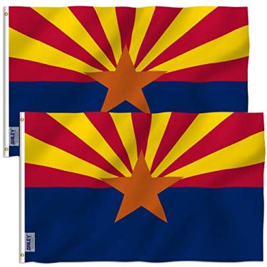 Imagem de ANLEY Embalagem com 2 Fly Breeze 3x5 Foot Bandeira do Estado do Arizona em Poliéster - Cor vívida e resistente ao desbotamento UV - Cabeçalho de lona e costura dupla - Bandeiras do Estado