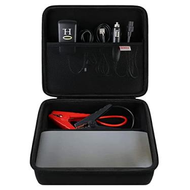 Imagem de BOVKE Hard Travel Bag para Halo Bolt 57720 MWH 44400 mWh 58830mWh Carregador portátil de telefone portátil Car Jump Starter - carregador de ajuste de quarto extra, cabos jumper, preto