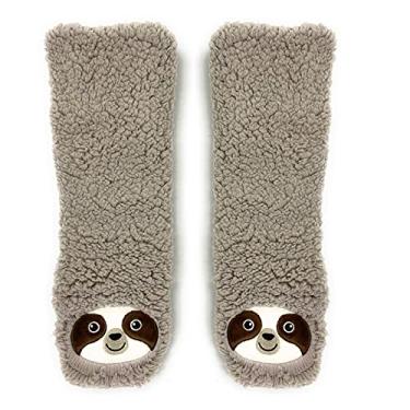 Imagem de ooohyeah Pantufas femininas antiderrapantes felpudas 3D de animais, engraçadas, quentes, aconchegantes, fofas, fofas, para uso interno com pegas, Sloth Time, 5-10