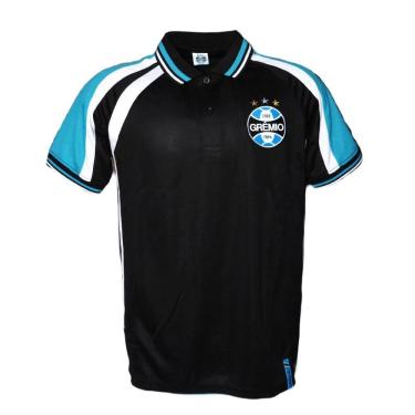 Imagem de Camisa Polo Grêmio Flatten Masculina - Preto e Turquesa