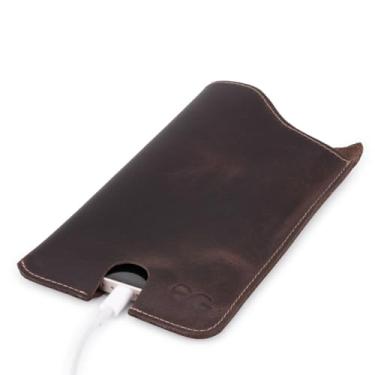 Imagem de Bainha Porta Celular Rústica 100% Couro Legítimo Saca Rápido (Marrom Escuro)