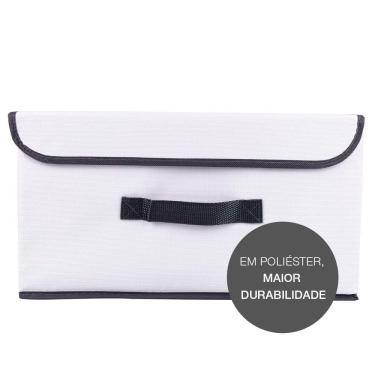 Imagem de Caixa Organizadora Tecido C/ Tampa Vizapi Un Exclusive M 38x27x20Cm Branco Cinza