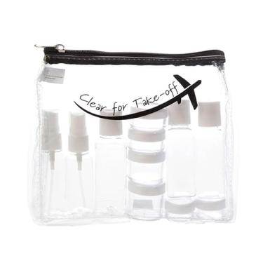 Imagem de Miamica Kit de frascos de viagem e necessaire compatível com TSA, 15 peças, Preto, transparente, One Size, Kit de frascos de viagem e necessaire compatíveis com Tsa, 15 peças