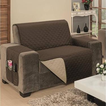 Imagem de Protetor De Sofá Dupla Face Impermeável Mr 2 Lugares King - Marrom-cáqui