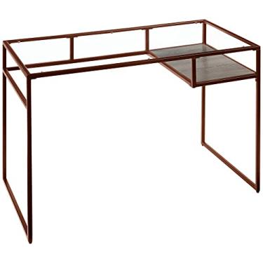 Imagem de Mesa de computador de vidro com armazenamento para quarto vermelho e vidro 122 cm C x 61 cm L x 78 cm A