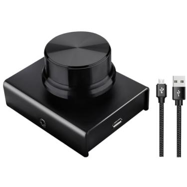 Imagem de Controle de volume USB, botão de controle multimídia, alto-falante de computador, controle remoto de volume multimídia de áudio com uma tecla e função de mudo compatível com Win7/8/10/XP/Mac/Vista/Android/iOS (botão preto)