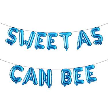 Imagem de Balões Sweet As Can Bee Banner de chá de bebê mamãe para abelha/revelação de gênero de abelha/tema de bebê bem-vindo para festa de aniversário decoração (Sweet AS CAN BEE Blue)