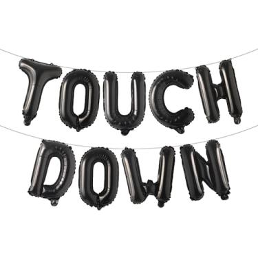 Imagem de Football Party Supplies Kit - Touchdown Letter Foil Balloons Banner for Birthday, Gameday Football Sport Birthday Balloon Party Decoration Suppliers (TOUCH DOWN Black)