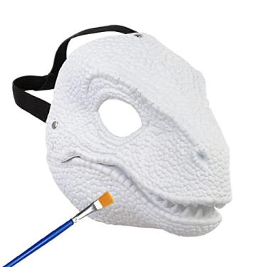 Imagem de KJOCOS Dino Mask, Dinosaur Velociraptor Raptor Masks Moving Jaw, Animal Head Mask Halloween Costume Party Cosplay Gifts For Girls And Boys (White)