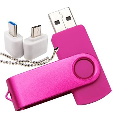 Imagem de Pen Drive USB de capacidade mini pen drives com 1 OTG (micro USB) e 1 adaptador tipo C (USB-C) para celular (rosa 512 MB)