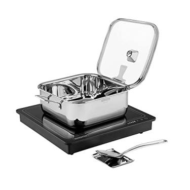 Imagem de Combo de Mesa de Aquecimento a Indução 220 V Tramontina com Panela Quadrada Suporte para Tampa e Utensílios