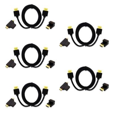 Imagem de Cabo HDMI 1.4 - 1.8 Metros E Adaptador T + L Mutilaser WI289 - Kit com 5 Unidades