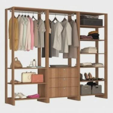 Imagem de Guarda-Roupa Closet 3 Peças 2 Cabideiros 3 Gavetas e 10 Nichos Yes